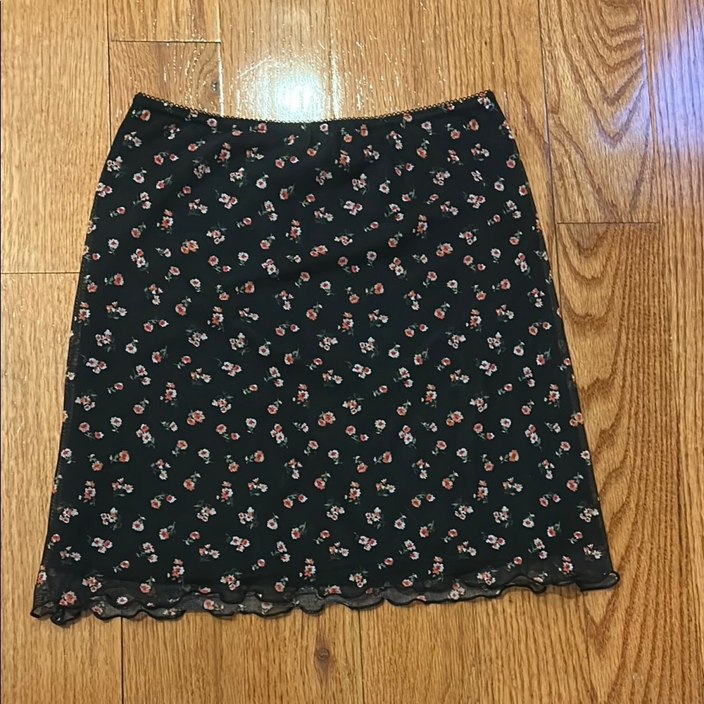 Floral Black Skirt
